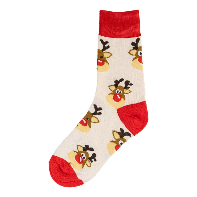 Karácsonyi zokni, hóember – Julsokka, natúr / piros