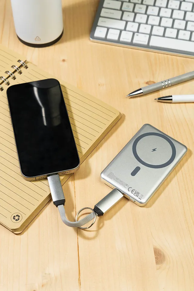 Kulcstartós 60 W-os USB-C kábel – Keycab, ezüst