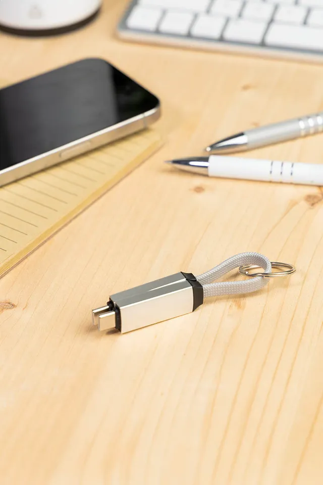 Kulcstartós 60 W-os USB-C kábel – Keycab, ezüst