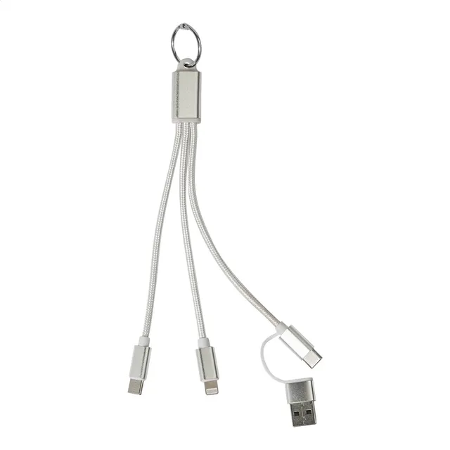 Kulcstartós USB töltőkábel – Rafob, ezüst
