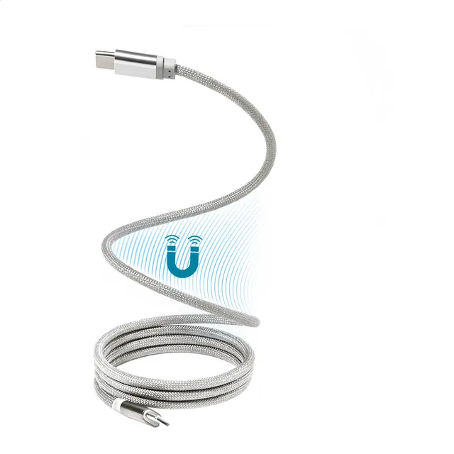 Mágneses 60 W-os USB-C kábel – Magsle, ezüst